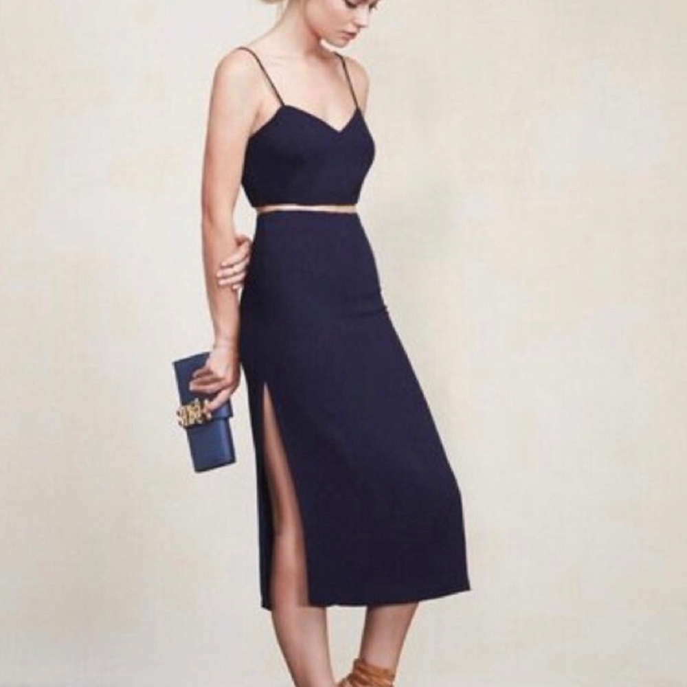 Reformation Alda Two Piece Set in Navy